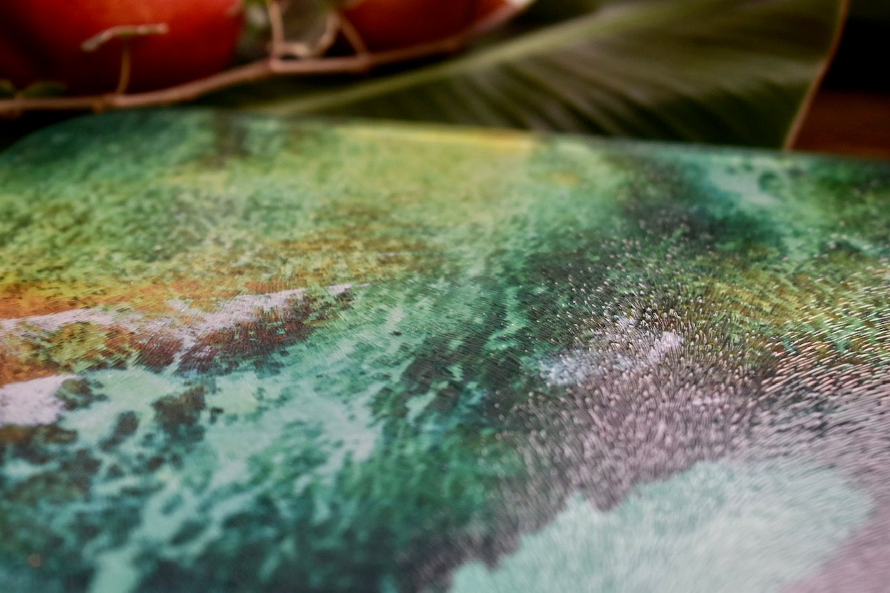 Sending You Aloha aloha at home Glass tabletop cutting board - Emerald Coast of O'ahu