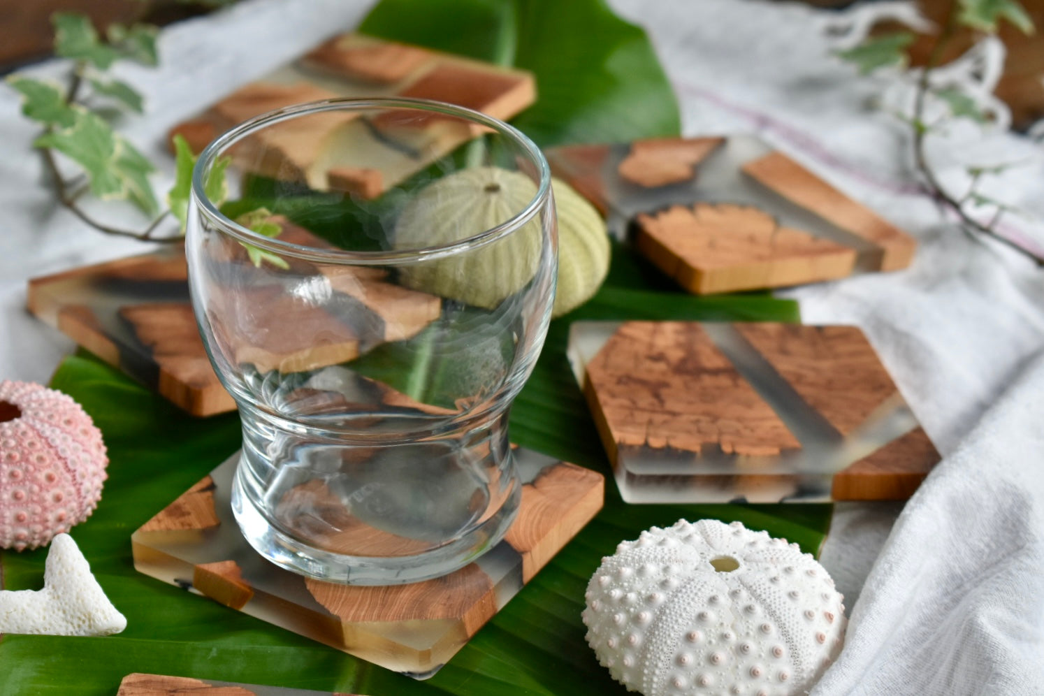 Sending You Aloha aloha at home Cedar wood & resin coasters