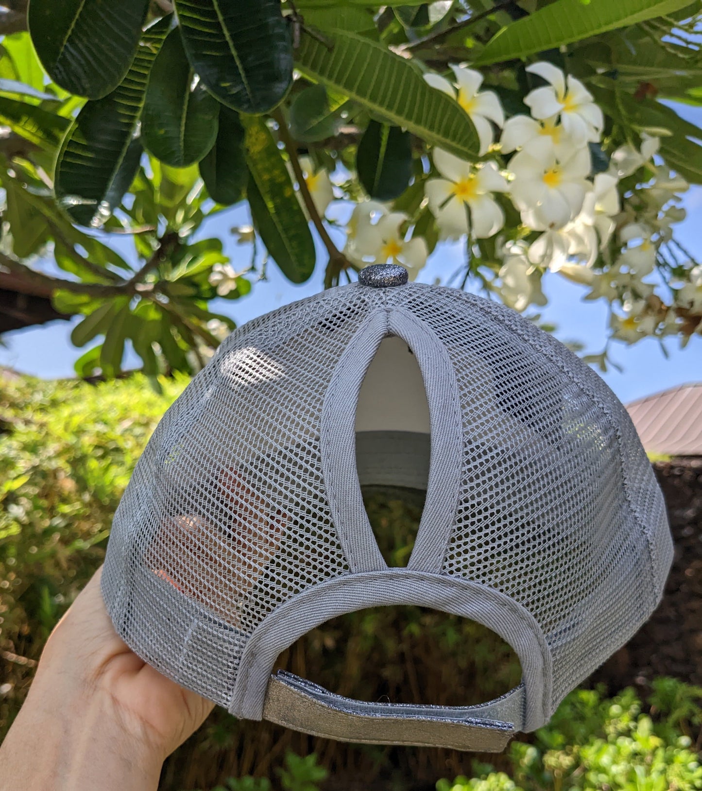 Sending You Aloha aloha at home Hand painted sparkling plumeria hat