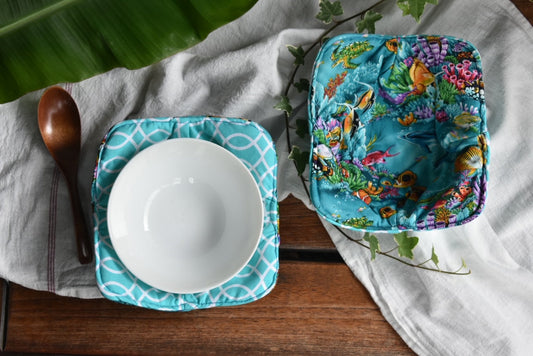 Sending You Aloha aloha at home Hawaii ocean life cotton microwave bowl cover - set of 2