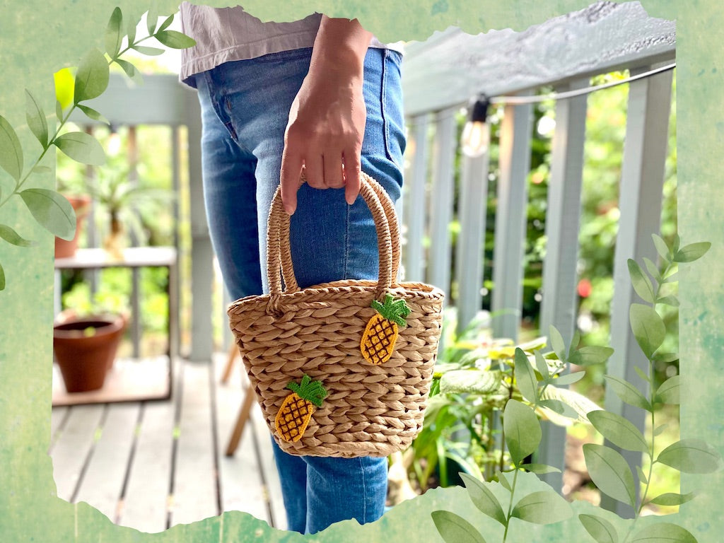 Sending You Aloha aloha at home Pineapple Detail Drawstring Straw Bag